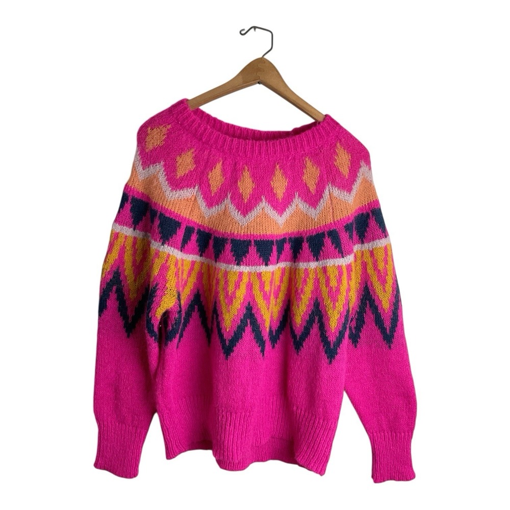A New Day a hot pink Fair Isle or geometric-patterned sweater Sz XL - Picture 5 of 12